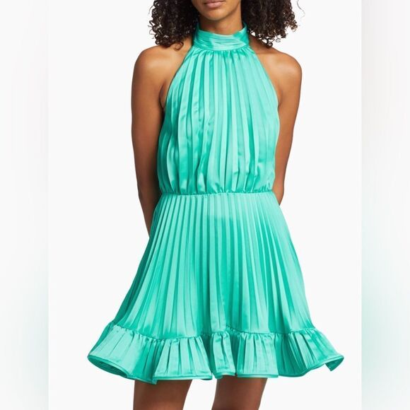 Amur  Amiri Pleated Halter Minidress size 2 - Picture 3 of 13